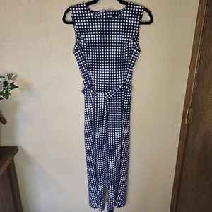Tommy Hilfiger Navy and White Checkered Jumpsuit